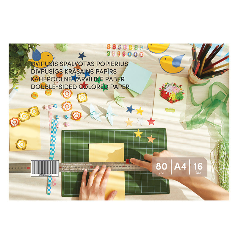 Spalvotas popierius, dvipusis, A4,  80 g/m², 16 lapų