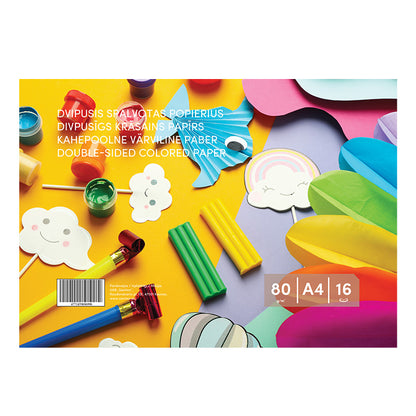 Spalvotas popierius, dvipusis, A4,  80 g/m², 16 lapų