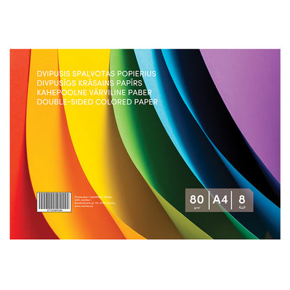 Spalvotas popierius , dvipusis, 8 lapai, 80 g/m²