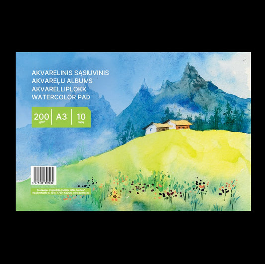 Sąsiuvinis akvarelei , A3, 10 lapų, 200 g/m²
