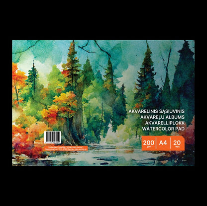 Sąsiuvinis akvarelei , A4, 20 lapų, 200 g/m²