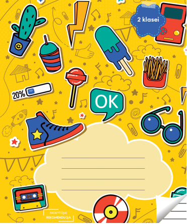 Sąsiuvinis linijomis, 2 klasei, 12 lapų. Vidinių lapų gramatūra – 90 g/m2. Su taisyklėmis ir žaidimais.