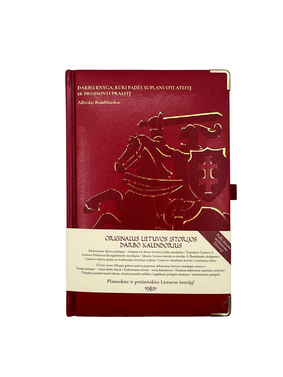 Istorinis kalendorius  2026, PU, A5, aukso spalvos kraštai, raudonos sp. LT