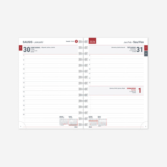 Kalendorius KANCLERIS Spirex Day FLEX 2026, PU, rožinė