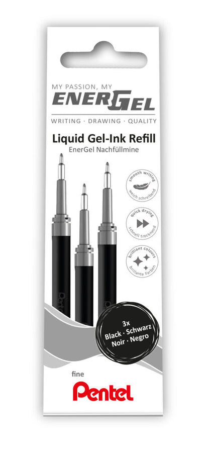 Gel pens PENTEL Energel F, 3 pcs., black