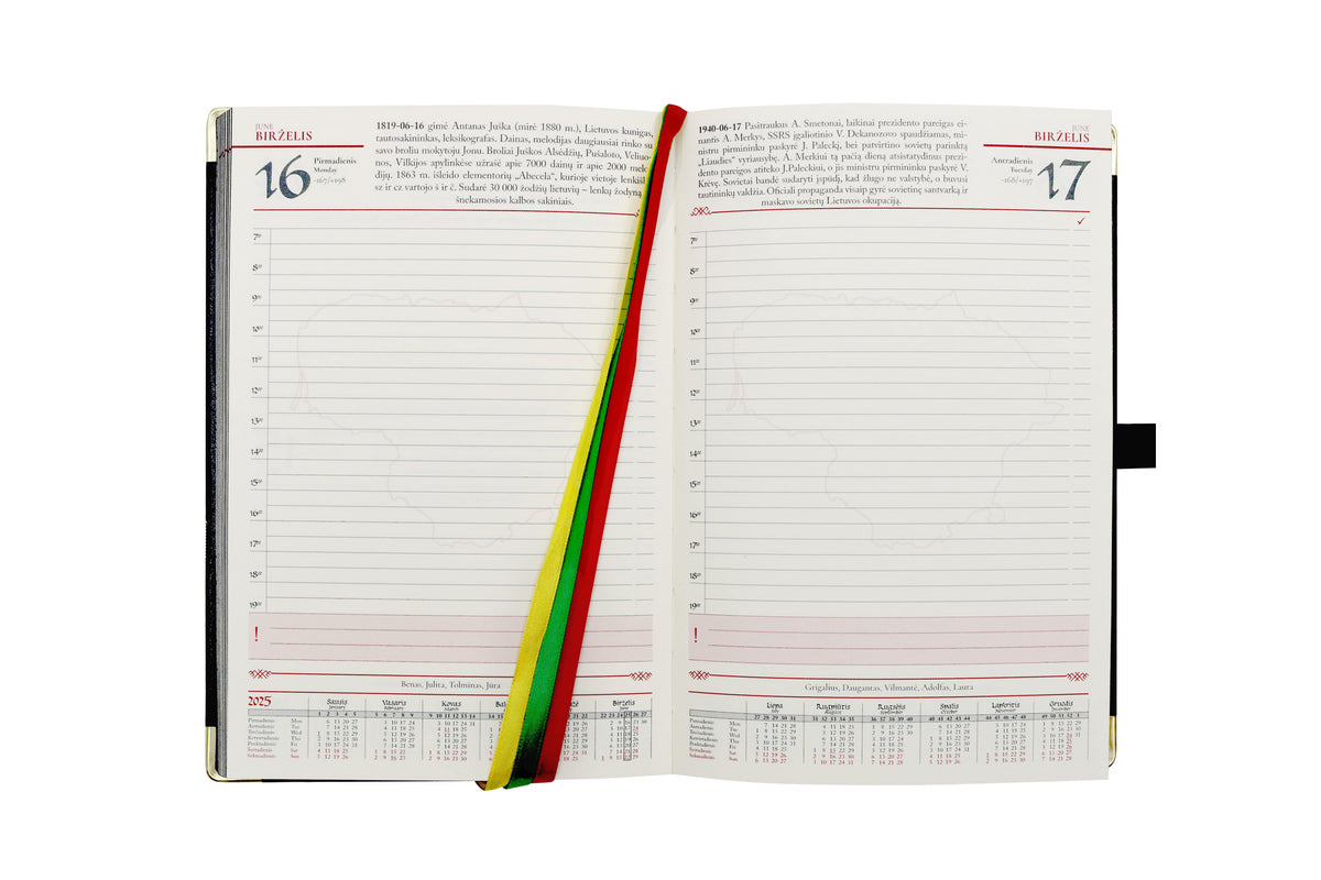 Historical calendar 2026, PU, ​​A5, gold edges, red color. LT