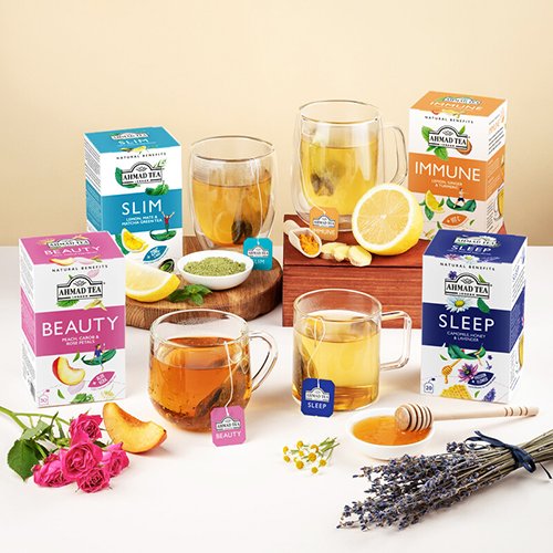 Ahmad Tea Set of various types and herbal infusions, 6x10 packs.