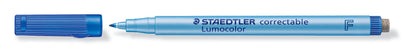 Sauso valymo koreguojamasis žymeklis STAEDTLER Lumocolor F, 0,6 mm brėžis, mėlyna sp.