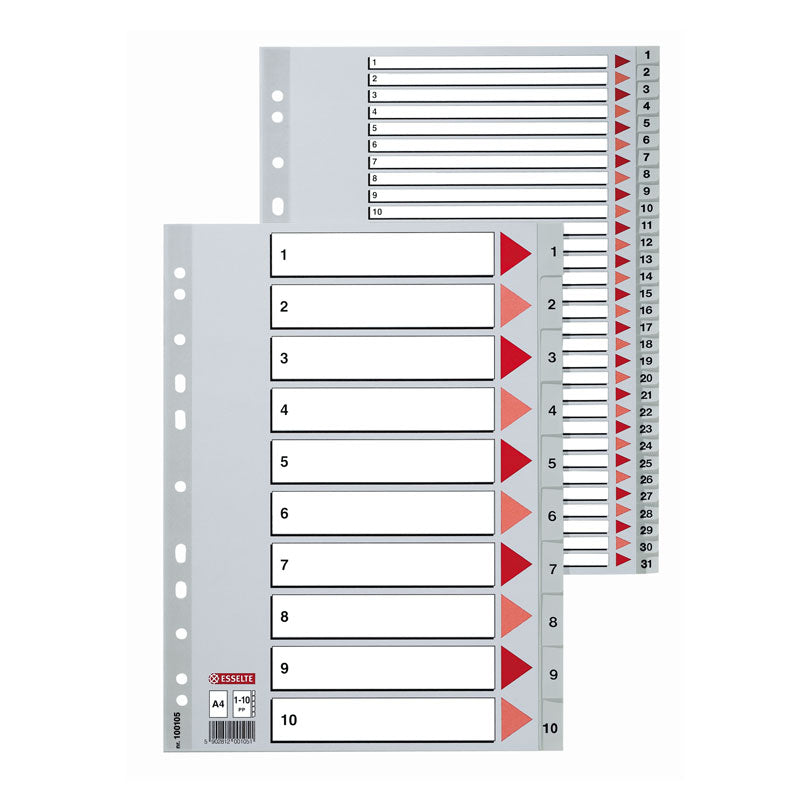 Dividers ESSELTE, 1-10, A4, PP