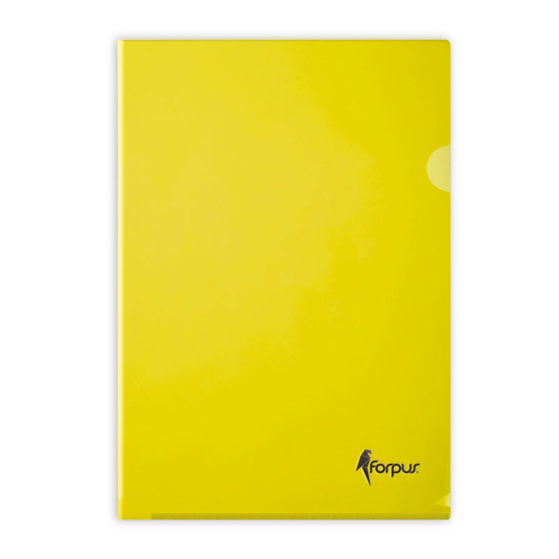 Dėklas dokumentams FORPUS , A4, L formos, 180 mikr., (pak. -100 vnt.), geltonas