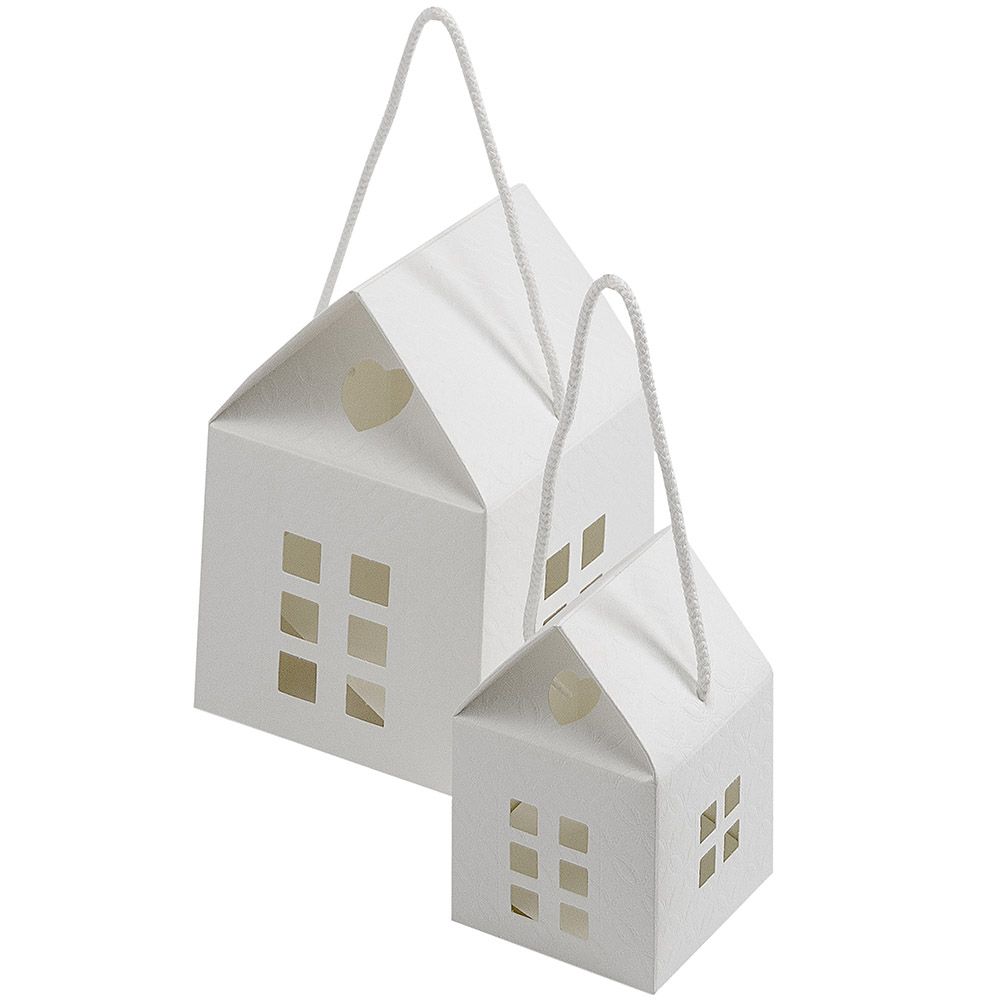 Dovanų dėžutė - namelis, 120 x 120 x 110 mm, baltos sp.