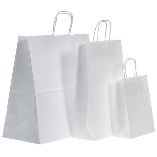 Paper bag TWIST 260x120x350mm, white.
