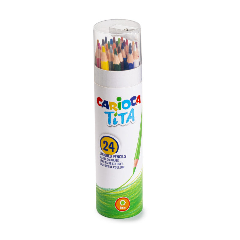Colored pencils CARIOCA TITA, with sharpener, in a box, 24 colors