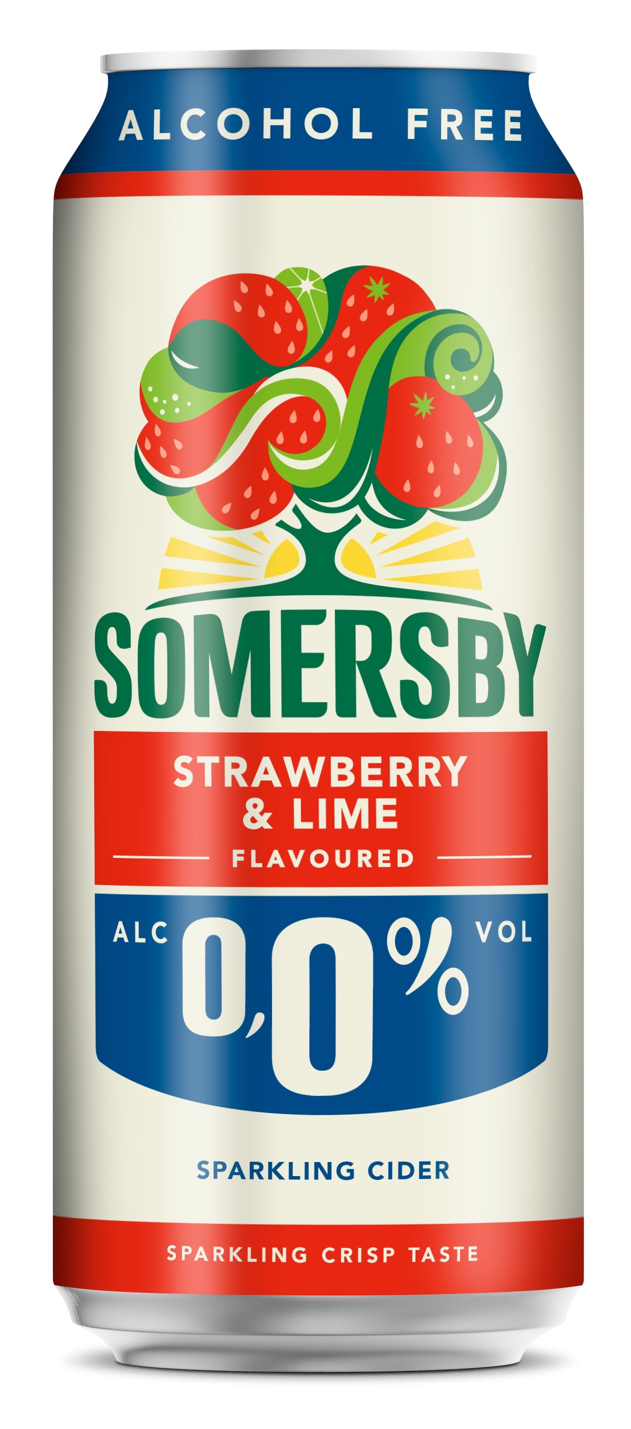 Cider SOMERSBY, strawberry and lime flavor, non-alcoholic, 0.5l, in a can