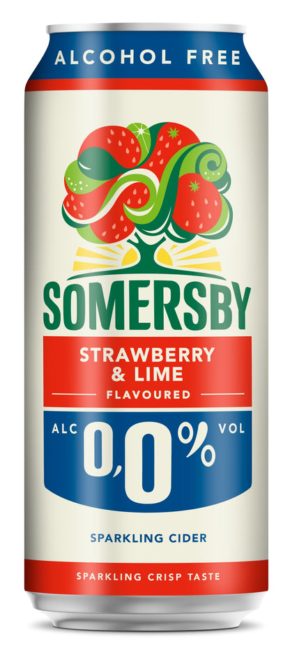 Cider SOMERSBY, strawberry and lime flavor, non-alcoholic, 0.5l, in a can