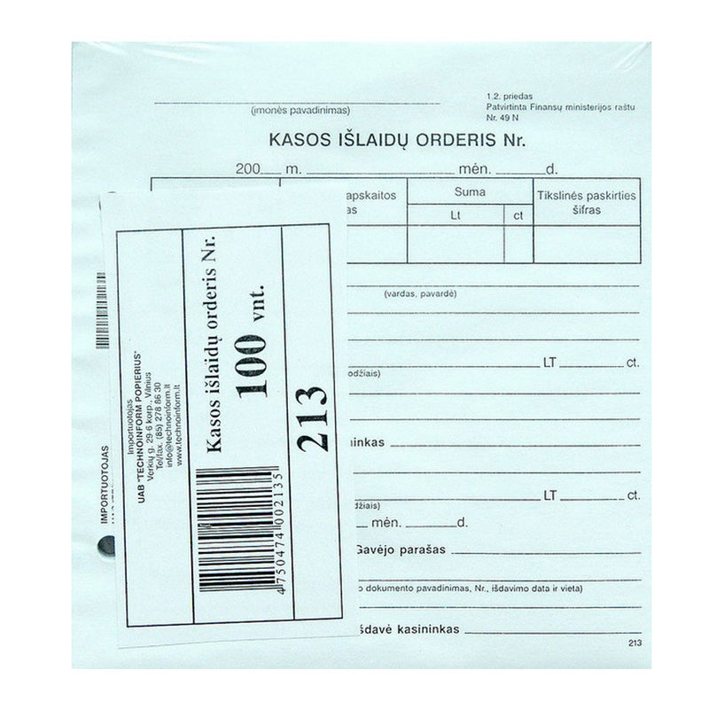 Cashier's expense order No. A6V, 14.5 x 15 cm