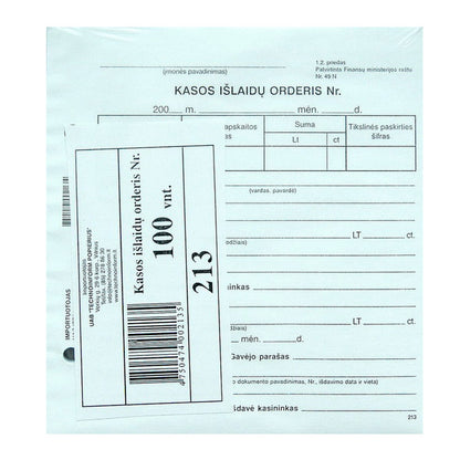 Cashier's expense order No. A6V, 14.5 x 15 cm