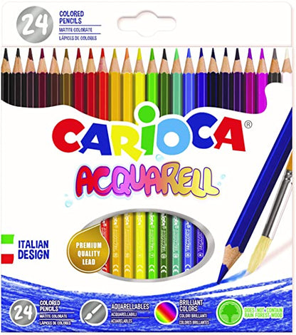 Spalvoti pieštukai CARIOCA, šešiabriauniai, akvareliniai, 24 vnt.