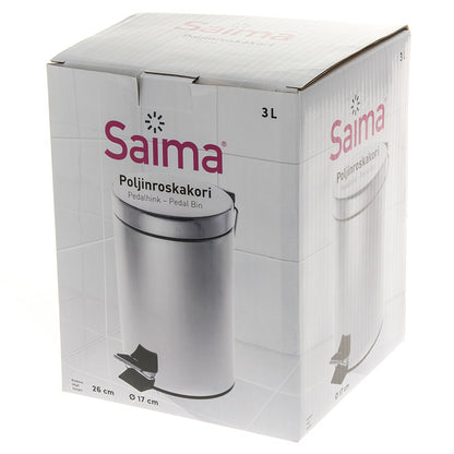 Šiukšlių dėžė SAIMA, su pedalu, 3 L, sidabro sp.