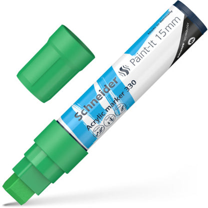 Acrylic marker SCHNEIDER Paint-it 330, 15 mm, green.