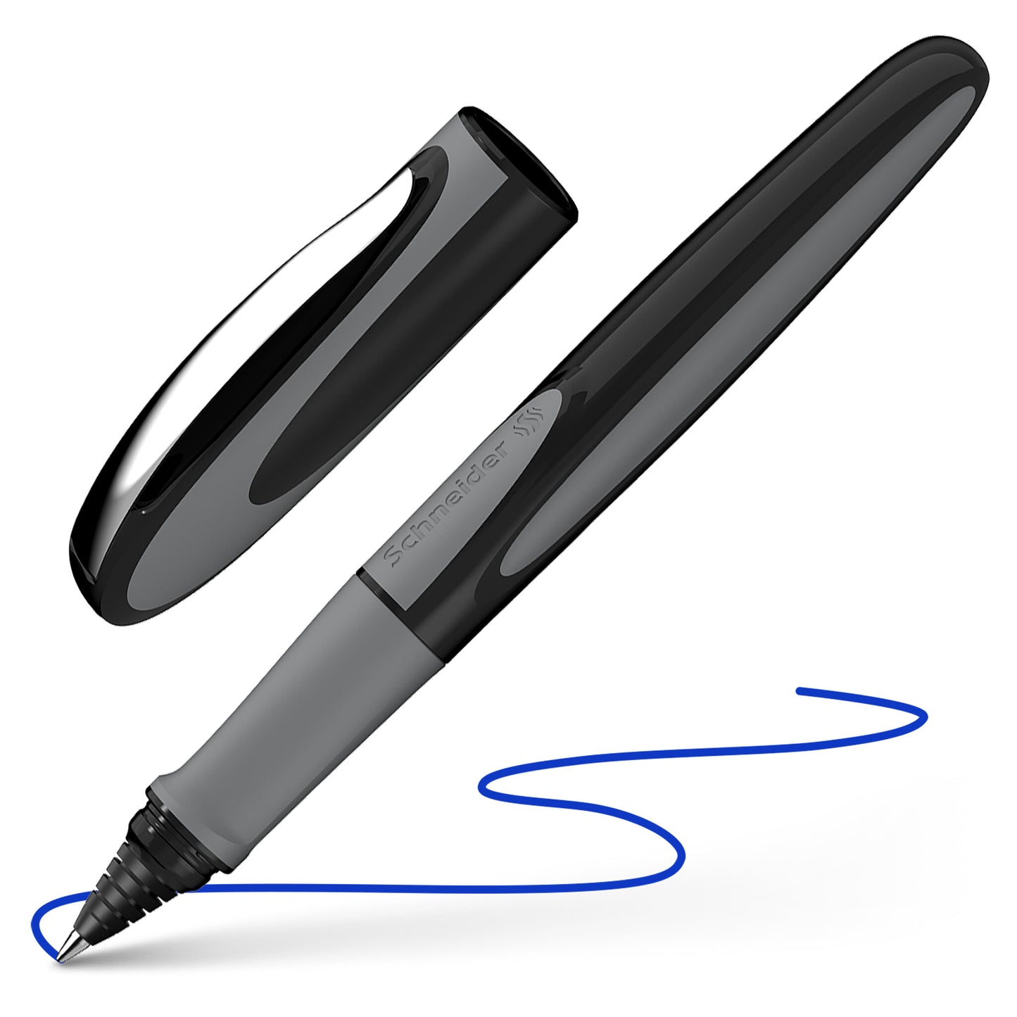 SCHNEIDER RAY pen, 0.7mm, dark grey body, blue ink (also suitable for left-handed people)