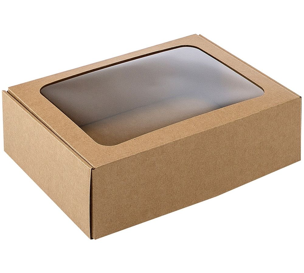 Gift box with window, 305 x 215x 80 mm (A4), brown