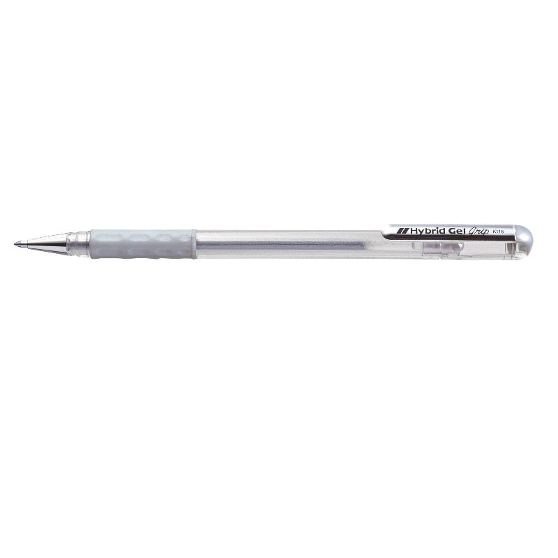 Gel pen PENTEL HYBRID METALLIC GEL GRIP, 0.8 mm, silver