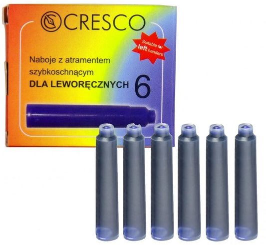 Rašalo kapsulės CRESCO, 6 vnt., greitai džiūstantis rašalas, mėlynos sp.