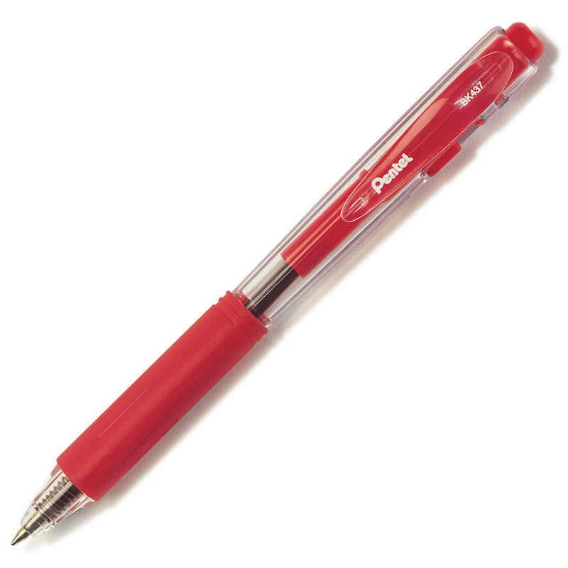 Automatic ballpoint pen PENTEL BK437, 0.7 mm., red