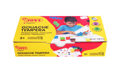 Guašas JOVI TEMPERA, 35ml, 7 spalvų rinkinys su teptuku