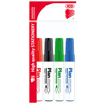 Whiteboard markers ICO PLAN, 3 mm, 4 colours.
