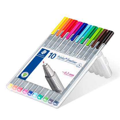 Rašiklis STAEDTLER TRIPLUS FINELINER 334, 0,3 mm, 10 spalvų rinkinys