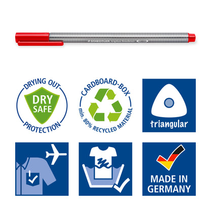 Rašiklis STAEDTLER TRIPLUS FINELINER 334, 0,3 mm, 10 spalvų rinkinys