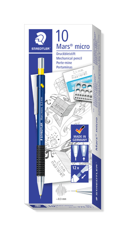 Automatinis pieštukas STAEDTLER MARS MICRO, mėlynas korpusas, 0.3 mm
