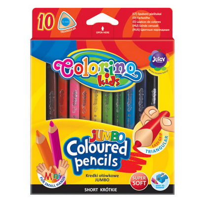 Colored pencils, triangular, thick JUMBO COLORINO, 10 colors