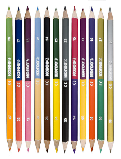 Triangular double colored pencils KORES KOLORES DUO, 12 pcs.