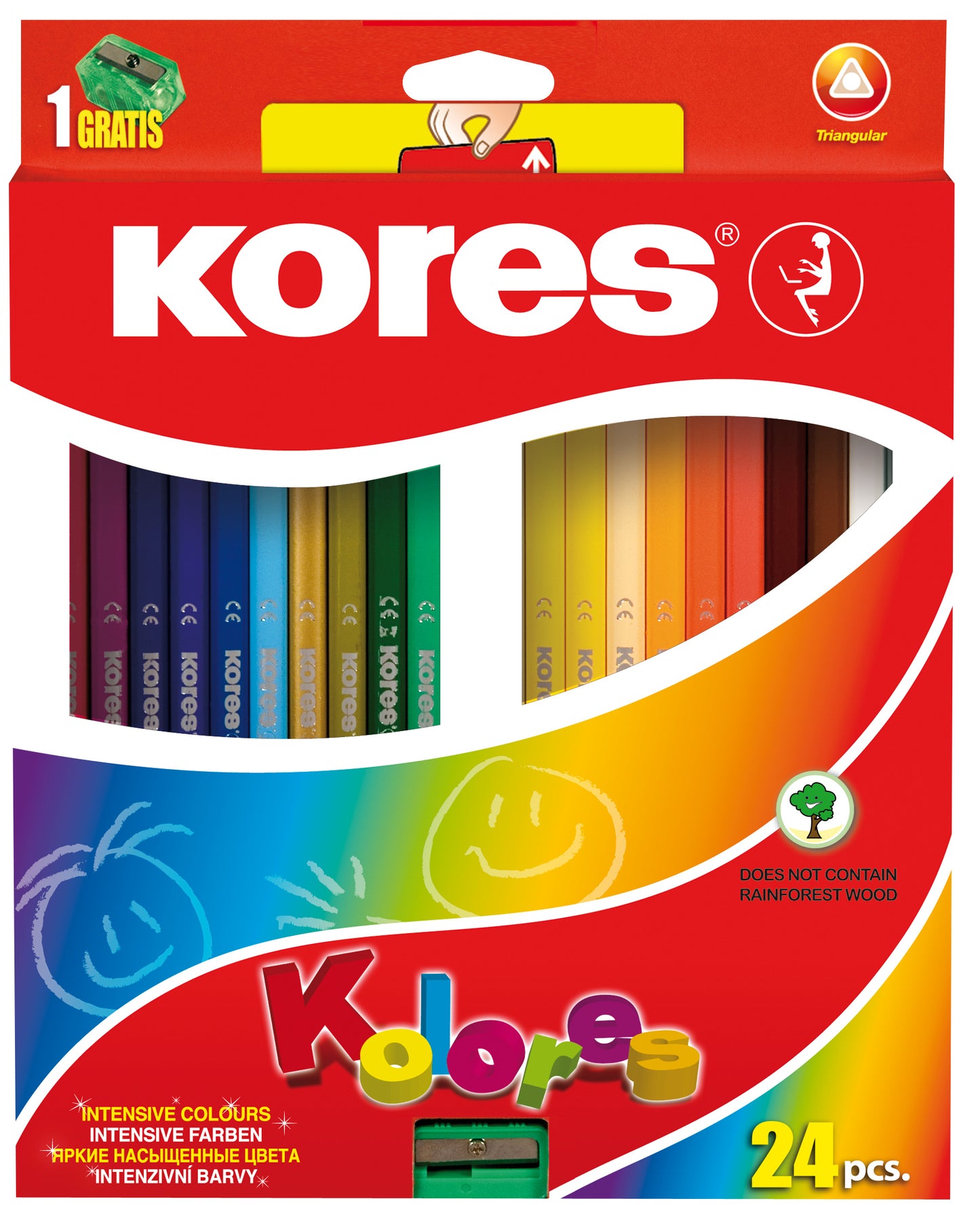 KORES triangular colored pencils, 24 pcs.