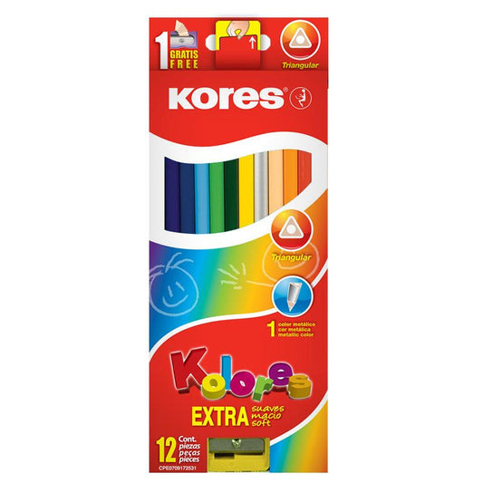 KORES KOLORES triangular colored pencils, 12 colors with sharpener