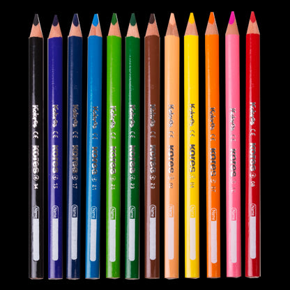 KORES JUMBO triangular colored pencils, 12 colors with sharpener