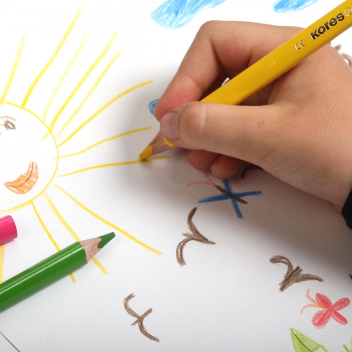 KORES JUMBO triangular colored pencils, 12 colors with sharpener