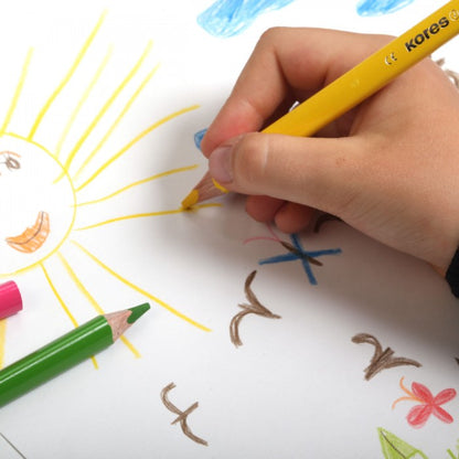 KORES JUMBO triangular colored pencils, 12 colors with sharpener