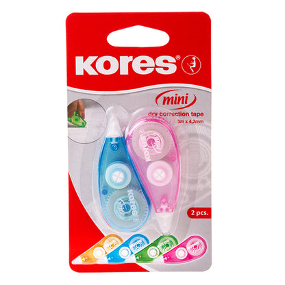Korekcinė juostelė KORES MINI, 4,2 mm x 3 m, 2 vienetai, spalvoti korpusai