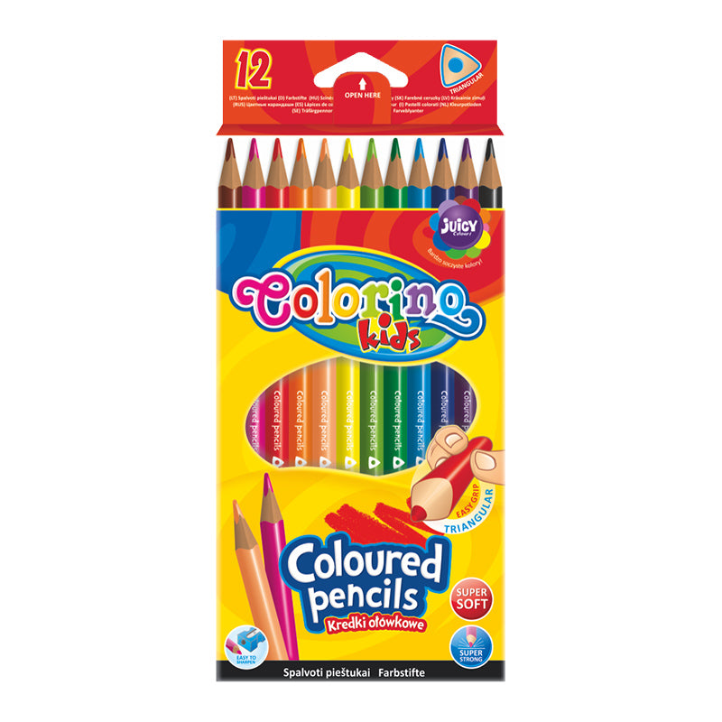 Colored pencils, trihedral Colorino Kids, 12 colors