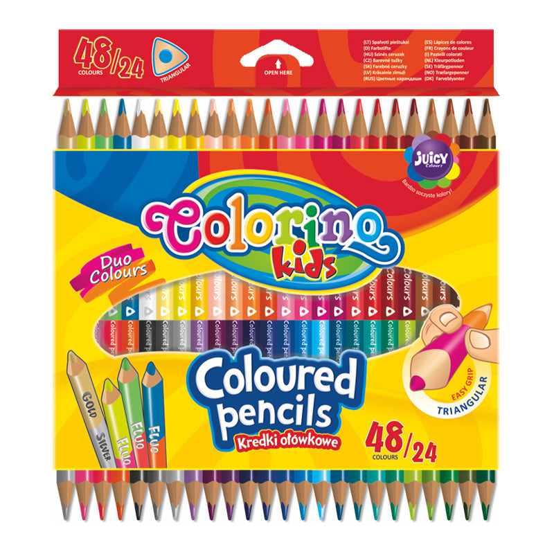 Colored pencils, trihedral, double-sided Colorino Kids, 24pcs/48 colors