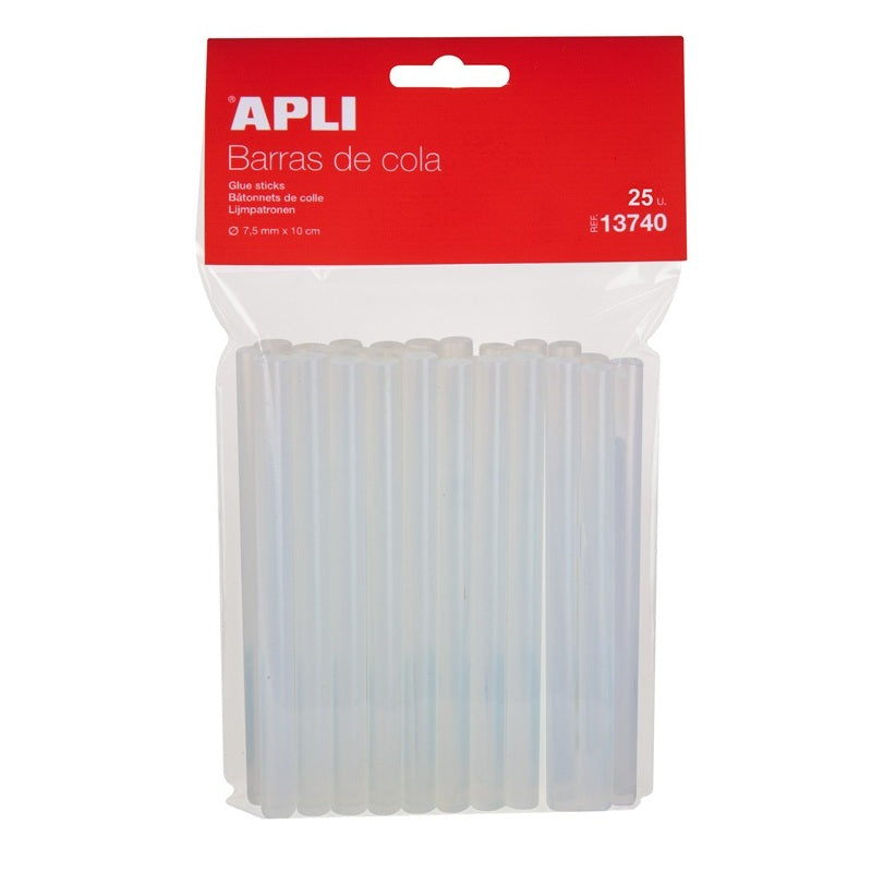 Hot glue sticks, transparent, 7.5 mm, 25 pieces