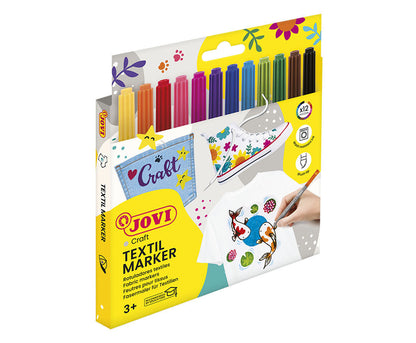 Flomasteriai tekstilei JOVI, 12 spalvų
