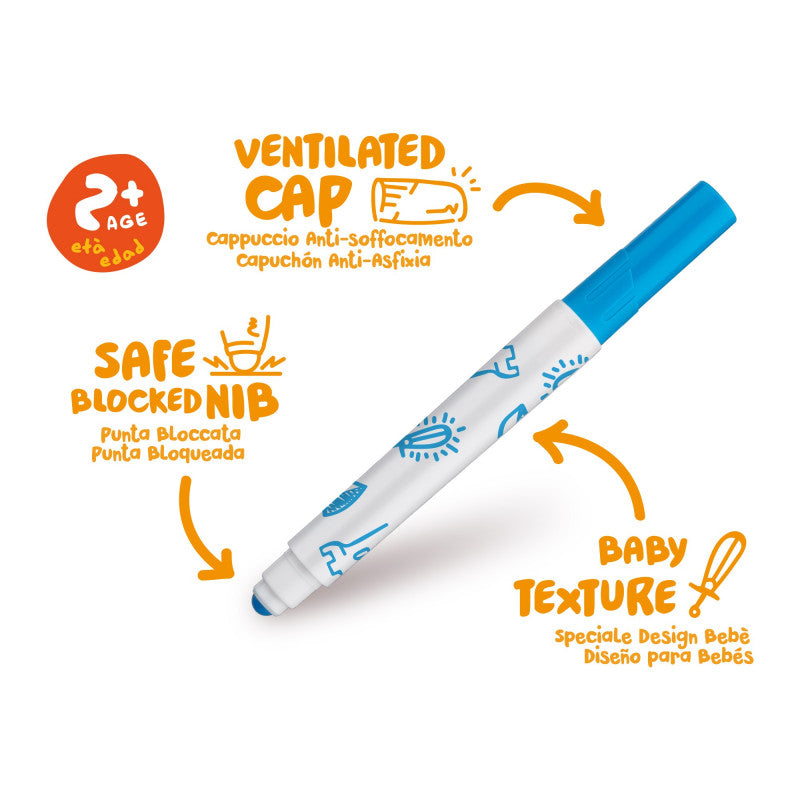 Flomasteriai mažyliams CARIOCA BABY SUPERWASHABLE, 6 spalvų