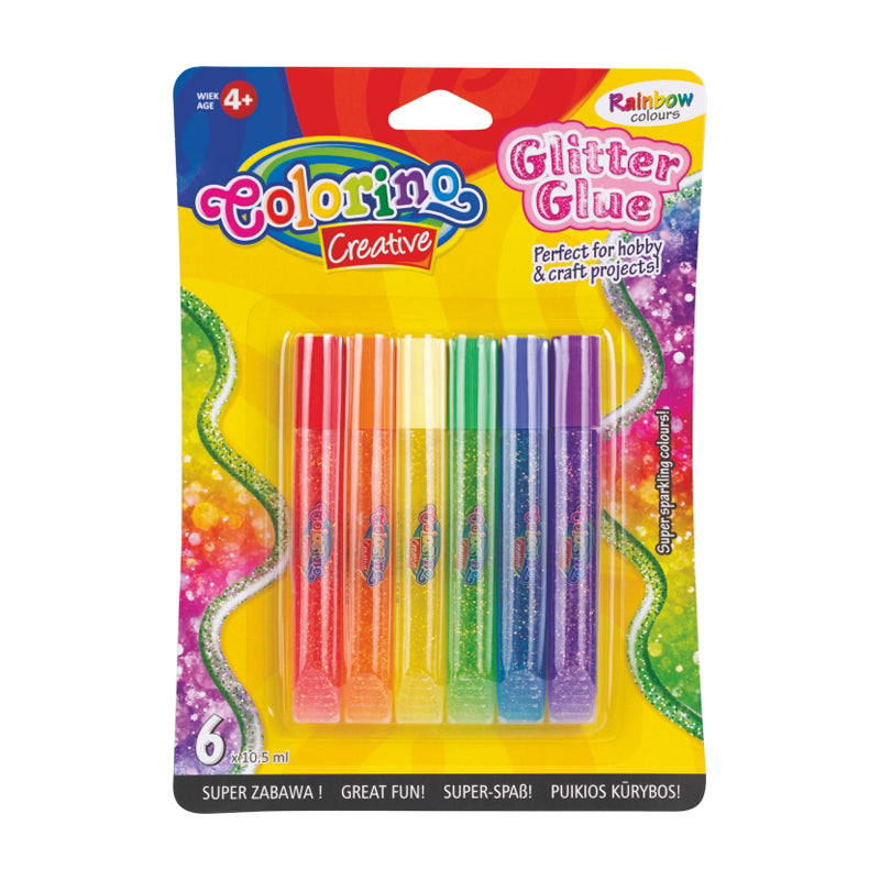 Colorful glue in bright colors with glitter COLORINO, 6 colors
