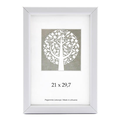 Photo frame, plastic, A4, 21x29.7 cm, white.