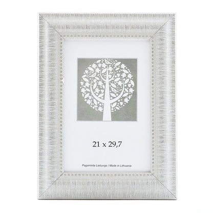 Photo frame, plastic, A4, 21x29.7 cm, white inner frame with ornament